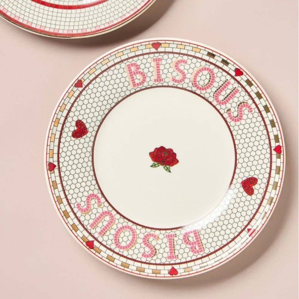 Anthropologie Bistro Tile Valentine Dessert Plate 8